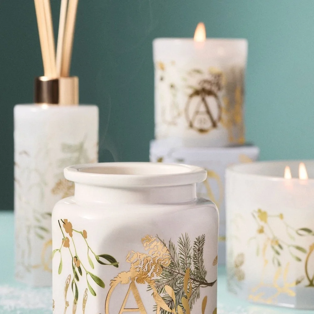 NEW NWT Anthropologie apothecary 18 ceramic misteltoe and moss candle